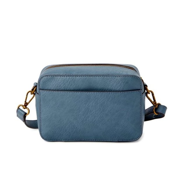 Sky Blue Camera Pouch with Antique Gold Hardware Crossbody - Picture 3 of 5